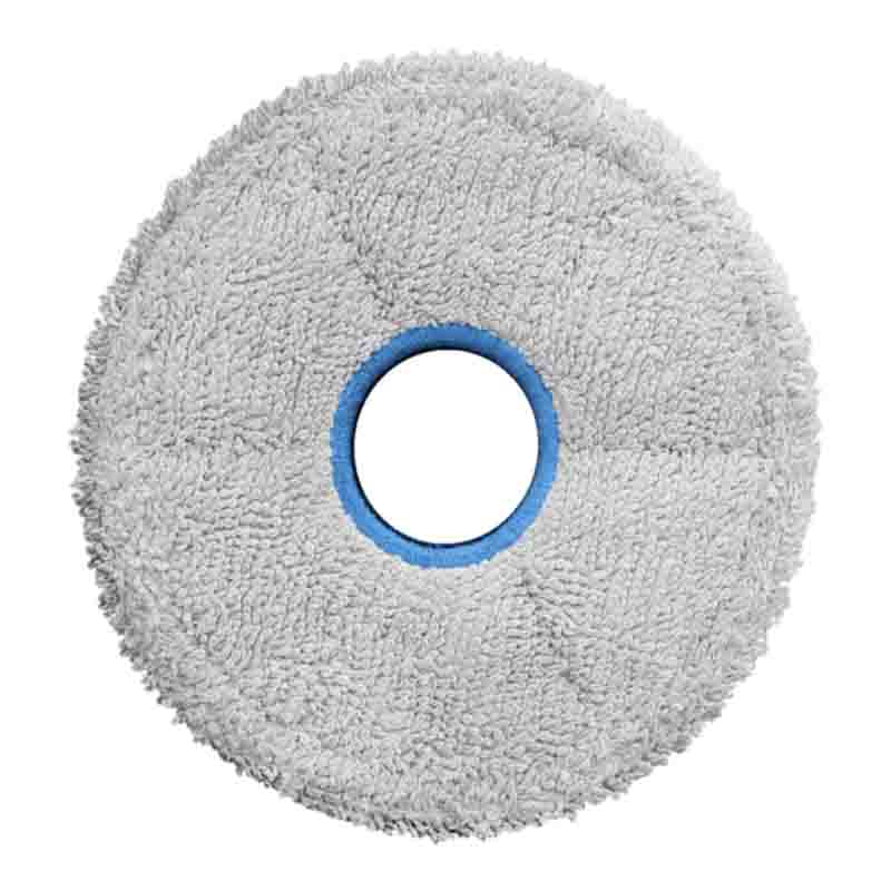 Dwa szare, okrągłe pady mopujące z mikrofibry